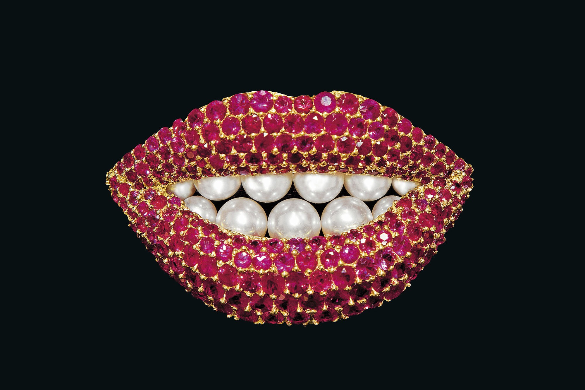 Брошь Рубиновые губы